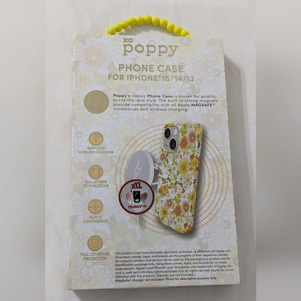 XO Poppy Floral iPhone 15/14/13 Case Magsafe Compatible Daisy Print, NEW